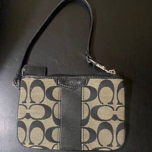 Coach Black and Brown Signature Wristlet